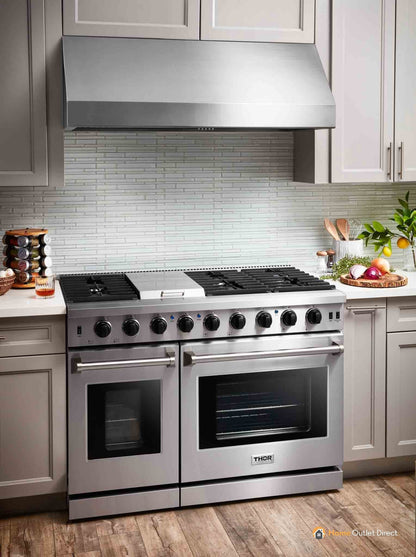 Thor Kitchen 48-Inch 6.8 Cu. Ft. Double Oven Propane Gas Range with in Stainless Steel  - LRG4807ULP