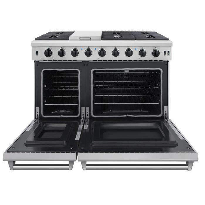 Thor Kitchen 48-Inch 6.8 cu. ft. Double Oven Gas Range in Stainless Steel LRG4807U