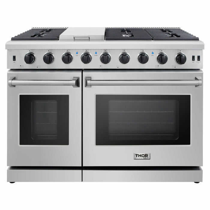 Thor Kitchen 48-Inch 6.8 cu. ft. Double Oven Gas Range in Stainless Steel LRG4807U