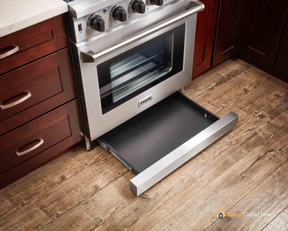 Thor Kitchen 5-Piece Appliance Package - 30-Inch Propane Gas Range, French Door Refrigerator, Wall Mount Hood, Dishwasher, and Microwave Drawer in Stainless Steel - APR5-LRG30B-LP