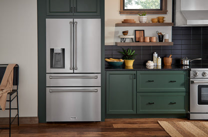 Thor Kitchen 5-Piece Appliance Package - 36-Inch Propane Gas Range, Tilt Panel, Refrigerator with Water Dispenser, Wall Mount Hood, Dishwasher, & Microwave Drawer in Stainless Steel - APW5-TRG36B-LP