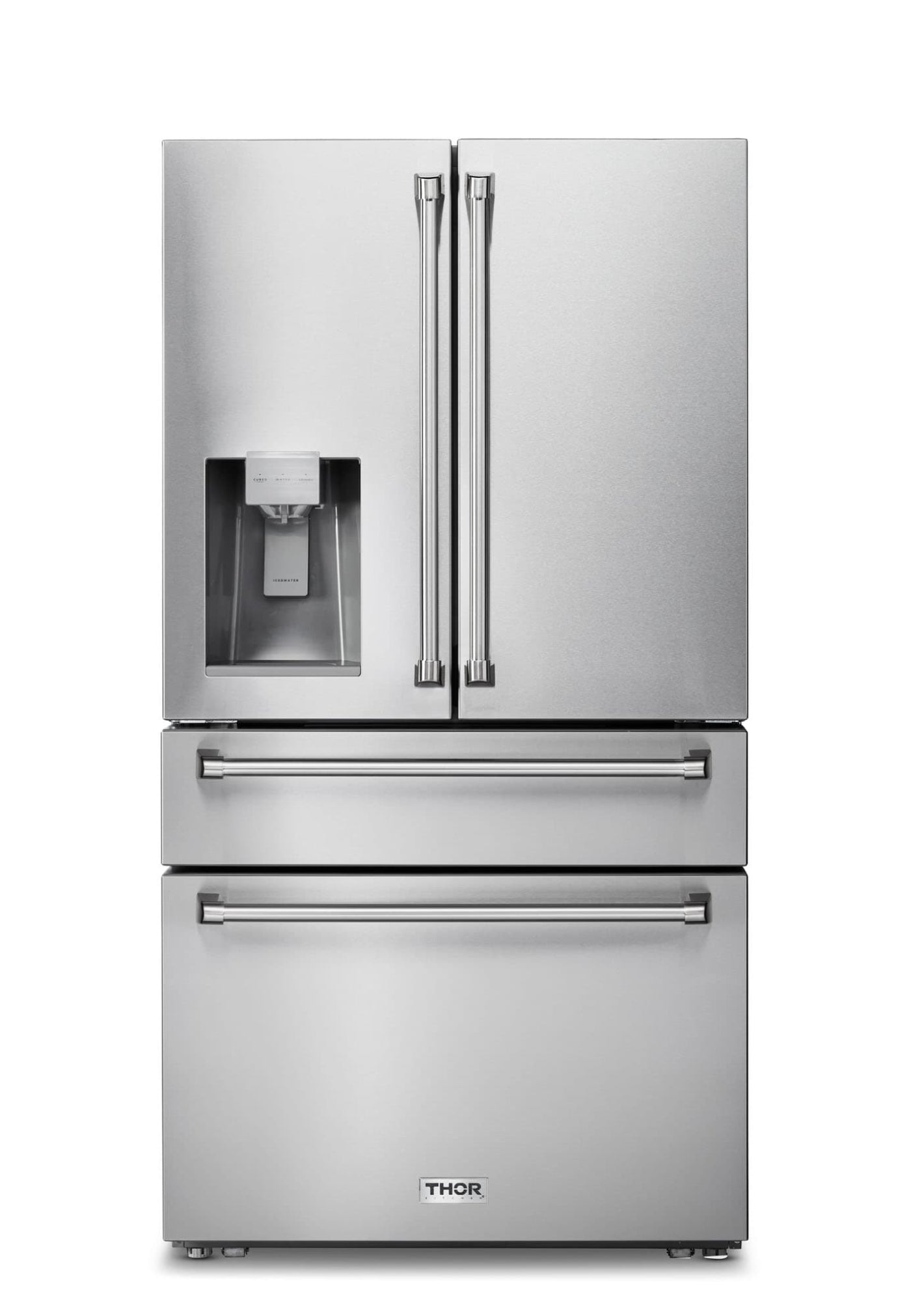 Thor Kitchen 6-Piece Appliance Package - 36-Inch Propane Gas Range, Refrigerator with Water Dispenser, Wall Mount Hood, Dishwasher, Microwave Drawer, & Wine Cooler in Stainless Steel - APW6-LRG36B-LP