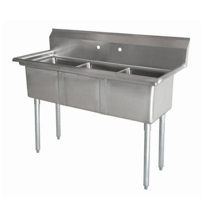 Omcan Three Tub Sink 10X14X10  with Center Drain - 43758