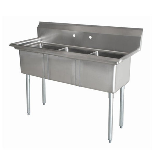 Omcan Three Tub Sink 10X14X10  with Center Drain - 43758