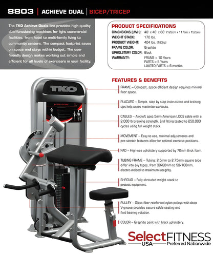 TKO Strength Dual Bicep/Tricep Cable Machine - 8803