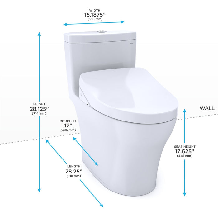 TOTO AQUIA IV WASHLET+ S550E ONE-PIECE TOILET 1.28 GPF & 0.8 GPF MW6463056CEMFGA#01 - Backyard Provider