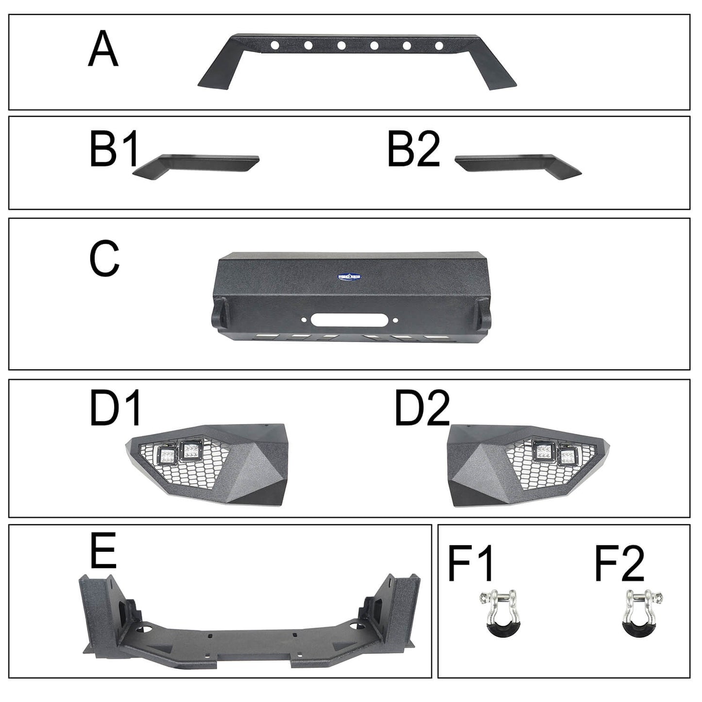 Hooke Road Front Bumper / Back Bumper / Roof Rack(14-21 Toyota Tundra Crewmax) - HE.5000A&HE.5000B&HE.5003&HE.5004