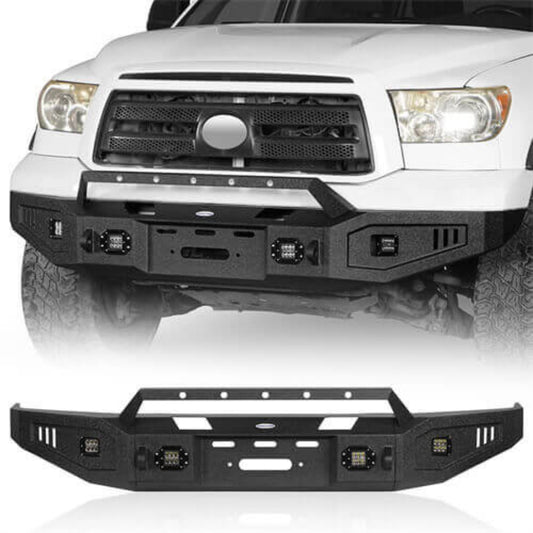 Hooke Road Full Width Front Bumper w/Low-Profile Hoop(07-13 Toyota Tundra) - HE.5205A+HE.5205B