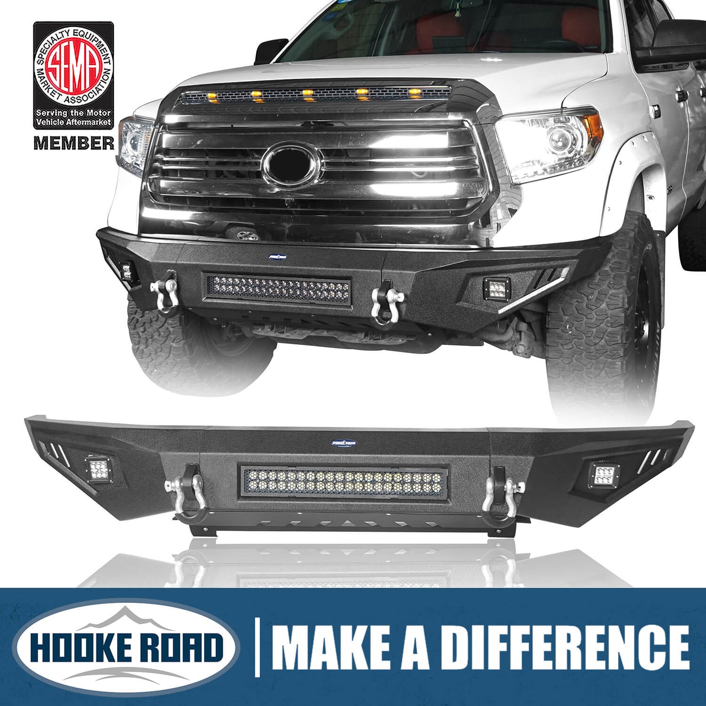 Hooke Road Full Width Front Bumper w/LED Lights(14-21 Toyota Tundra) - HE.5001