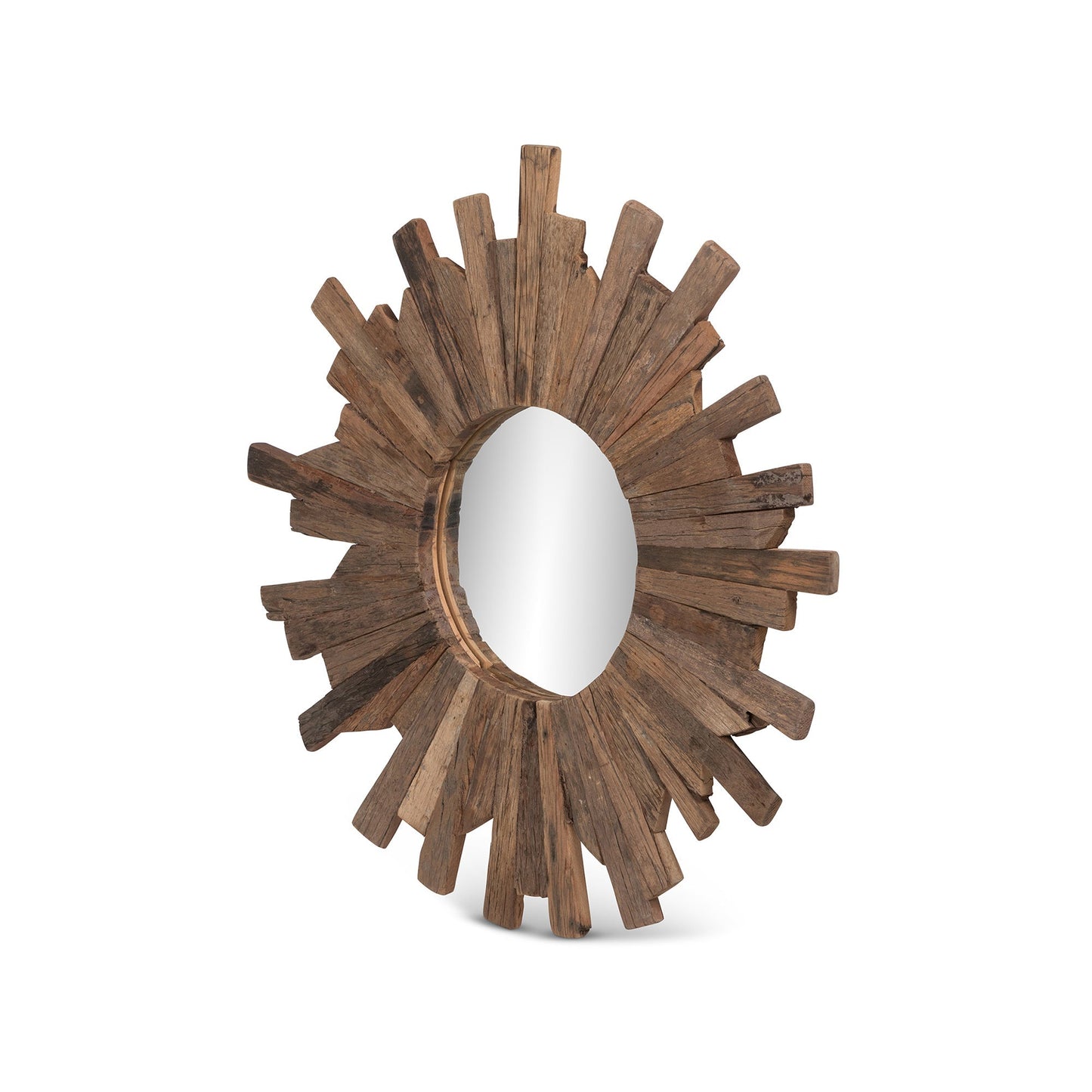 Park Hill Collection Railway Wood Starburst Mirror - Sustainable Reclaimed Design with Organic Charm for Modern Decor - EWI26011