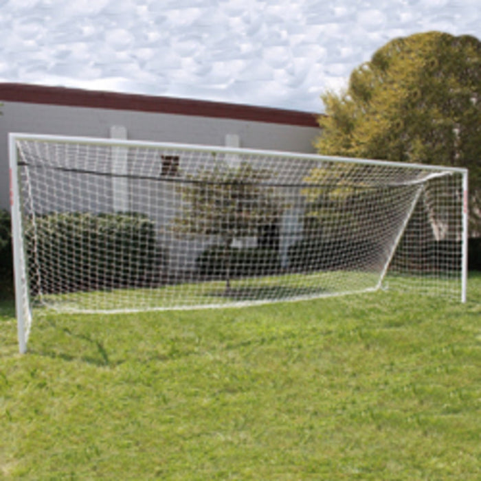 Trigon Sports Soccer Goal 8 x 24 ft. Portable & Round Powder Coated White with Net SG3824W