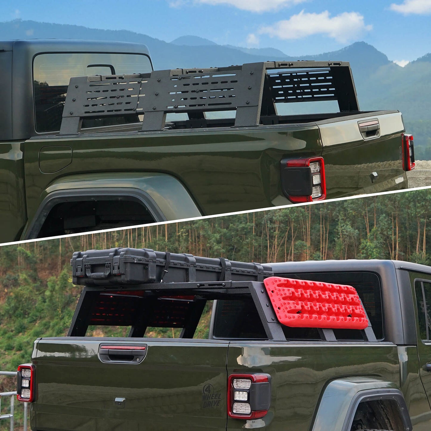Mid-size Trucks High Overland Bed Rack Fits Jeep Gladiator JT & Ford Ranger & GMC & Chevrolet Colorado 6' Bed - Hooke Road
