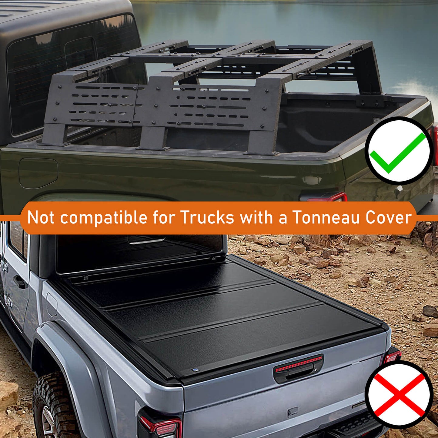 Mid-size Trucks High Overland Bed Rack Fits Jeep Gladiator JT & Ford Ranger & GMC & Chevrolet Colorado 6' Bed - Hooke Road