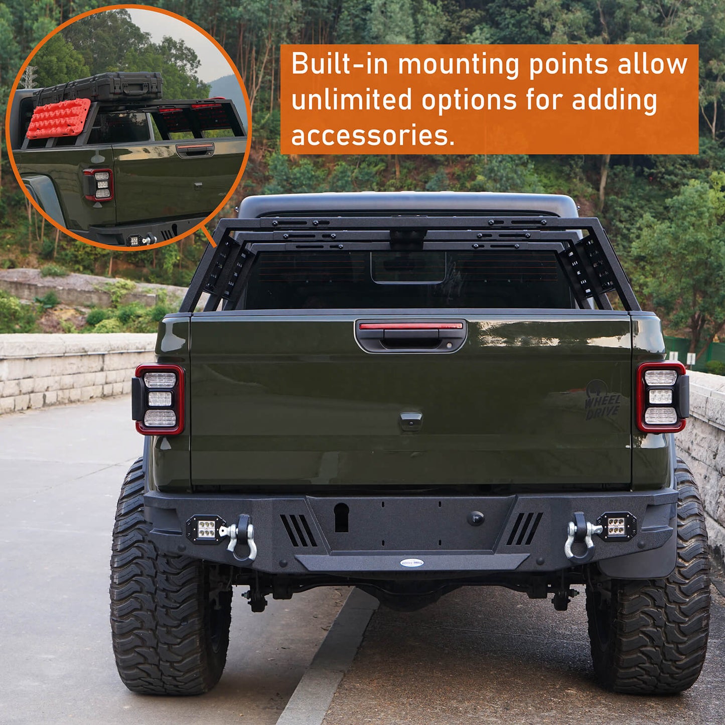 Mid-size Trucks High Overland Bed Rack Fits Jeep Gladiator JT & Ford Ranger & GMC & Chevrolet Colorado 6' Bed - Hooke Road
