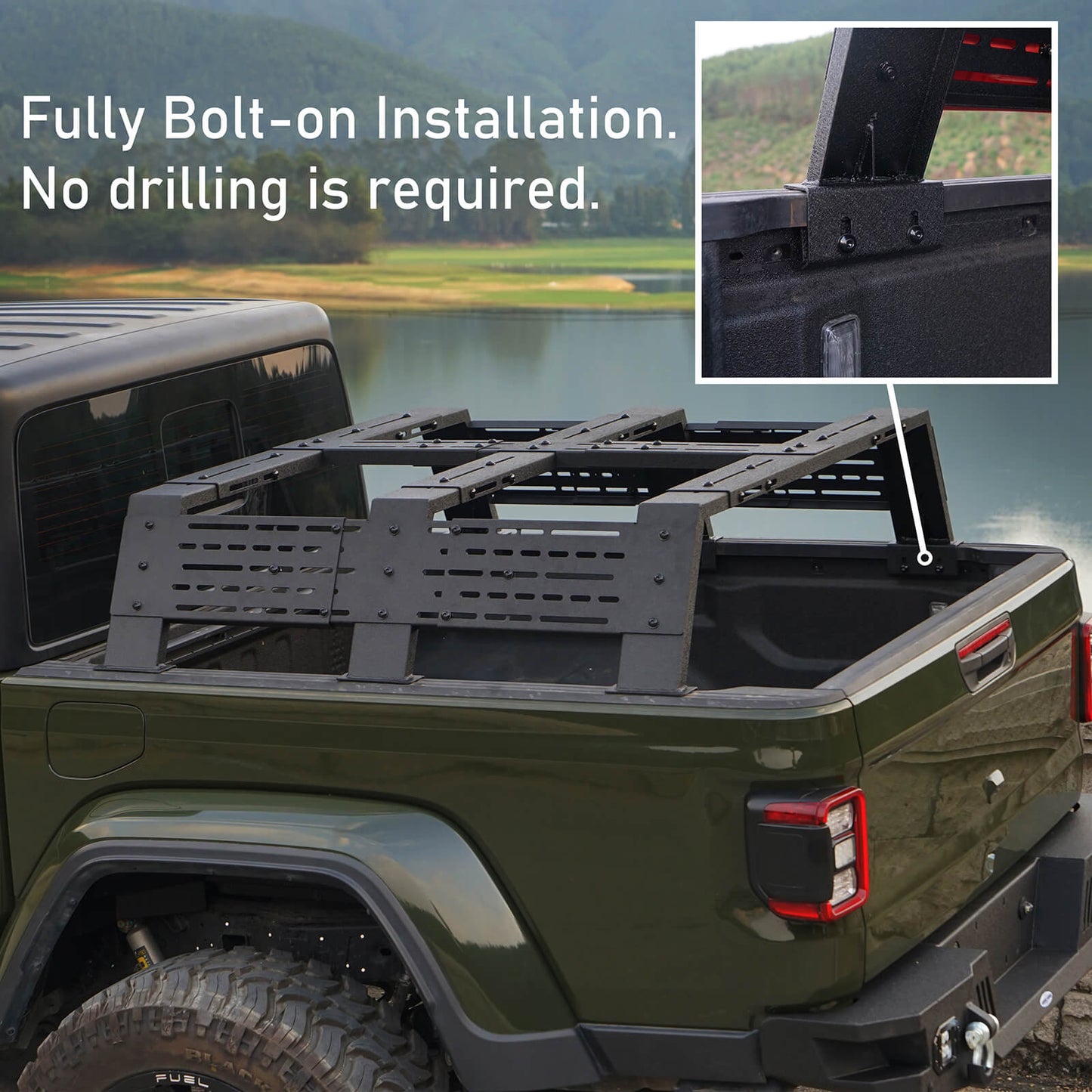 Mid-size Trucks High Overland Bed Rack Fits Jeep Gladiator JT & Ford Ranger & GMC & Chevrolet Colorado 6' Bed - Hooke Road