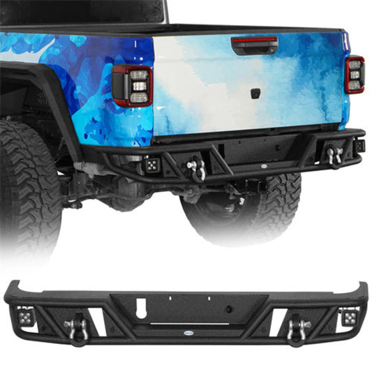 Hooke Road Tubular Rear Bumper w/ Spotlights (20-25 Jeep Gladiator JT) - HE.7028-S