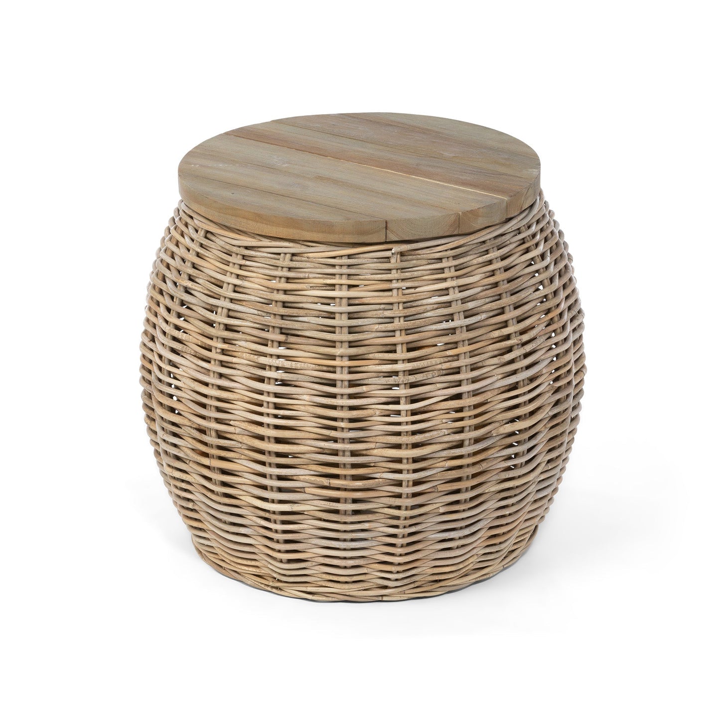 Park Hill Collection Rattan Side Table with Removable Teak Top - EFT16008