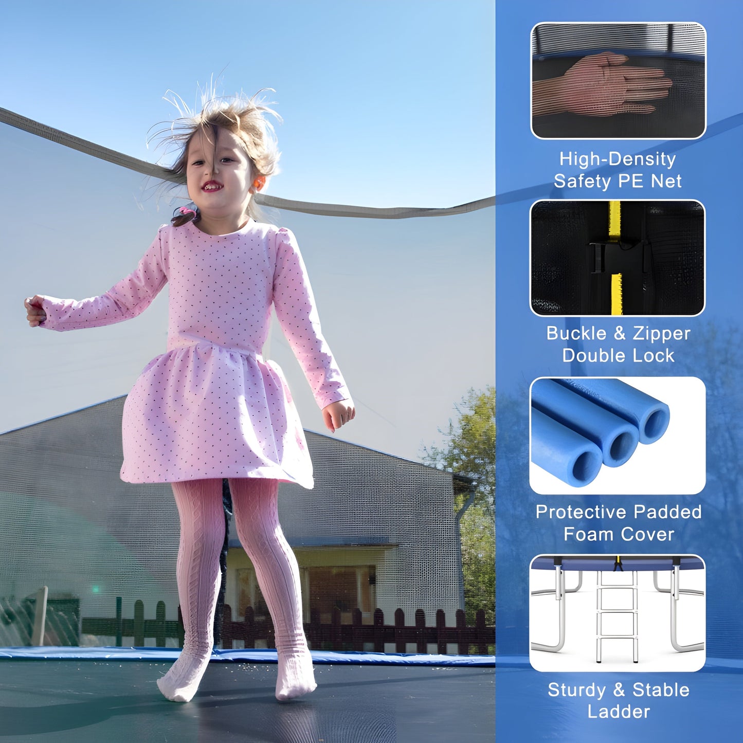 Costway Trampoline 16' Outdoor Recreational with Enclosure Net and Ladder New - TW10043+
