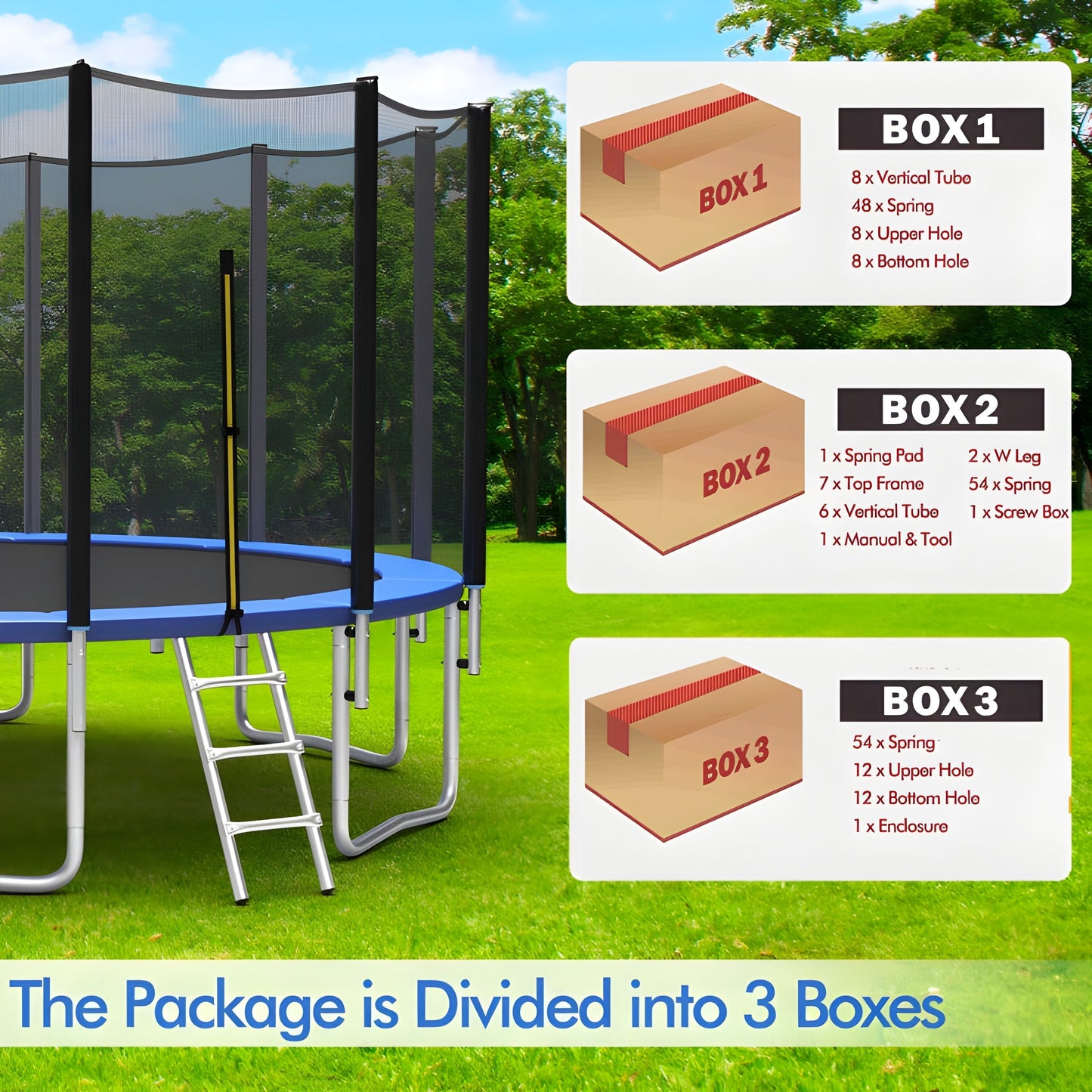 Costway Trampoline 16' Outdoor Recreational with Enclosure Net and Ladder New - TW10043+