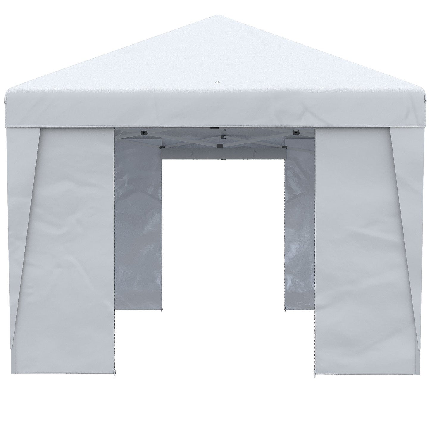 Outsunny 10' x 19.5' Pop Up Canopy Tent with Height Adjustable, Sidewalls, Weight Bags&Carry Bag, White - 84C-404V00WT