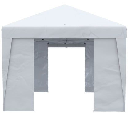 Outsunny 10' x 19.5' Pop Up Canopy Tent with Height Adjustable, Sidewalls, Weight Bags&Carry Bag, White - 84C-404V00WT