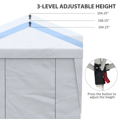 Outsunny 10' x 19.5' Pop Up Canopy Tent with Height Adjustable, Sidewalls, Weight Bags&Carry Bag, White - 84C-404V00WT