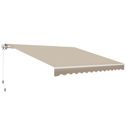 Outsunny 12' x 10' Retractable Patio Awning with Manual Crank, UV/Water-Resistant Fabric, Cream White - 840-207CW