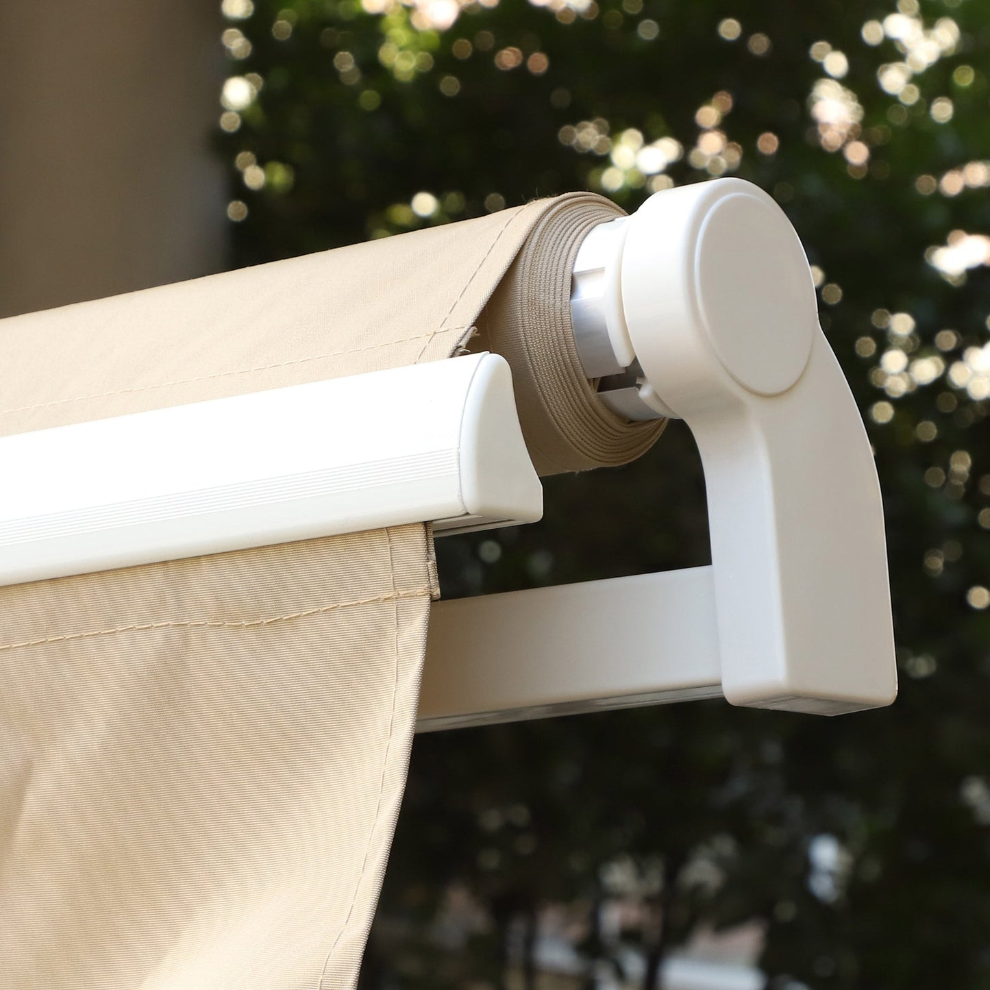 Outsunny 12' x 10' Retractable Patio Awning with Manual Crank, UV/Water-Resistant Fabric, Cream White - 840-207CW