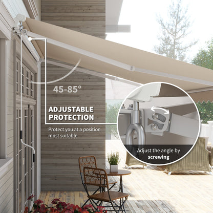 Outsunny 12' x 10' Retractable Patio Awning with Manual Crank, UV/Water-Resistant Fabric, Cream White - 840-207CW