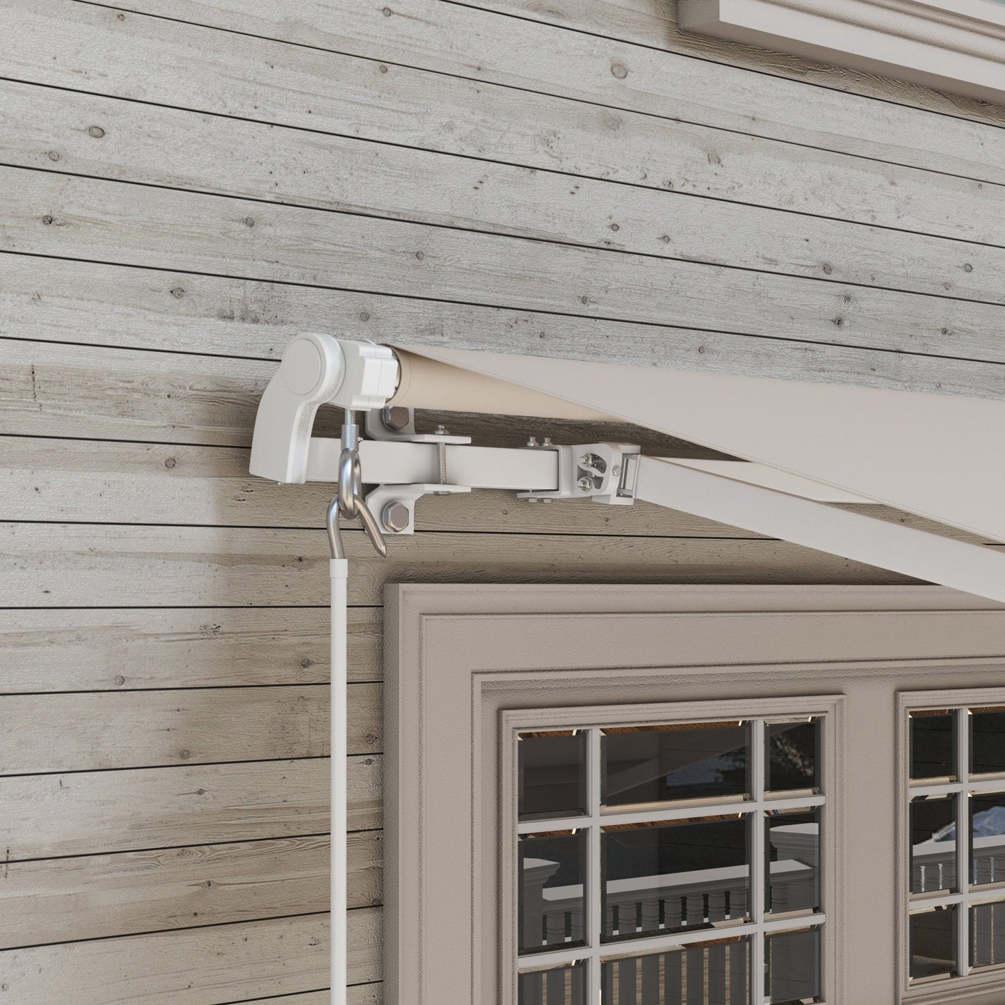 Outsunny 12' x 10' Retractable Patio Awning with Manual Crank, UV/Water-Resistant Fabric, Cream White - 840-207CW