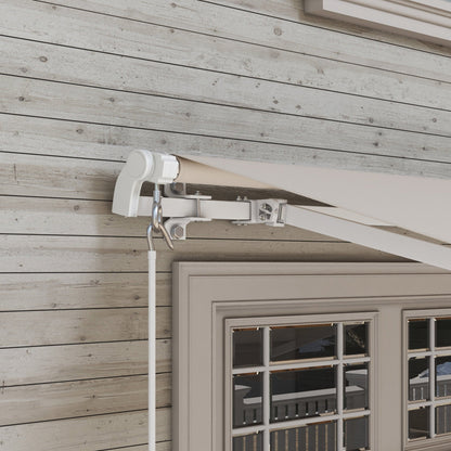 Outsunny 12' x 10' Retractable Patio Awning with Manual Crank, UV/Water-Resistant Fabric, Cream White - 840-207CW