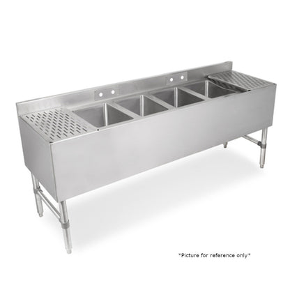 John Boos UBS4-1884-2D18 Slim Line 4-Compartment Underbar Sink, 18" Drainboards - JBUBS418842D18