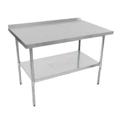 John Boos UFBLS7218 72" x 18" Stainless Steel Budget Work Table with Backsplash - JBUFBLS7218