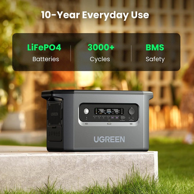 Ugreen Portable Power Station Lifepo4 Battery Solar Generator | 2400W 2048Wh + 2x 200W Solar Panels -