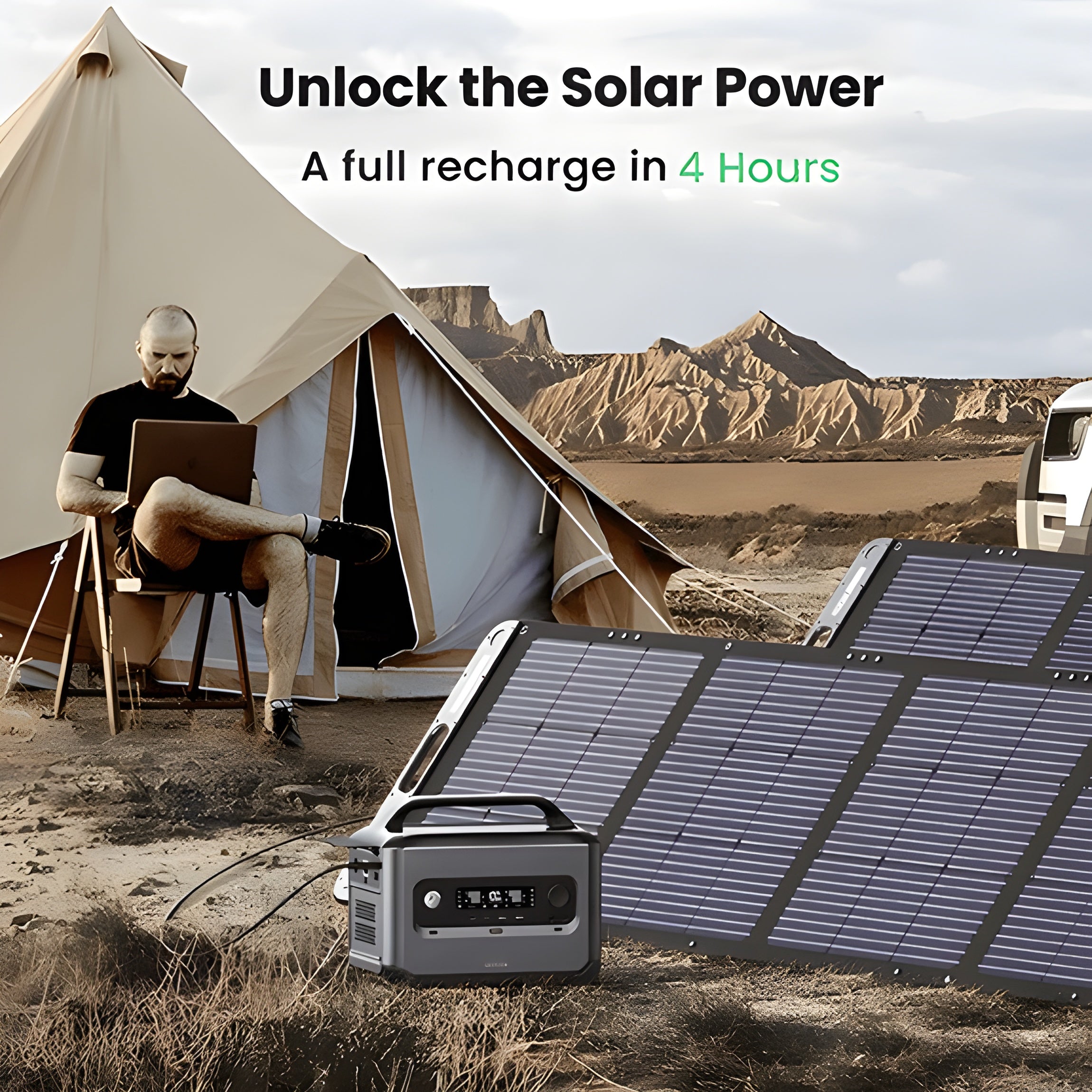 Ugreen Portable Power Station Lifepo4 Battery Solar Generator | 2400W 2048Wh + 2x 200W Solar Panels