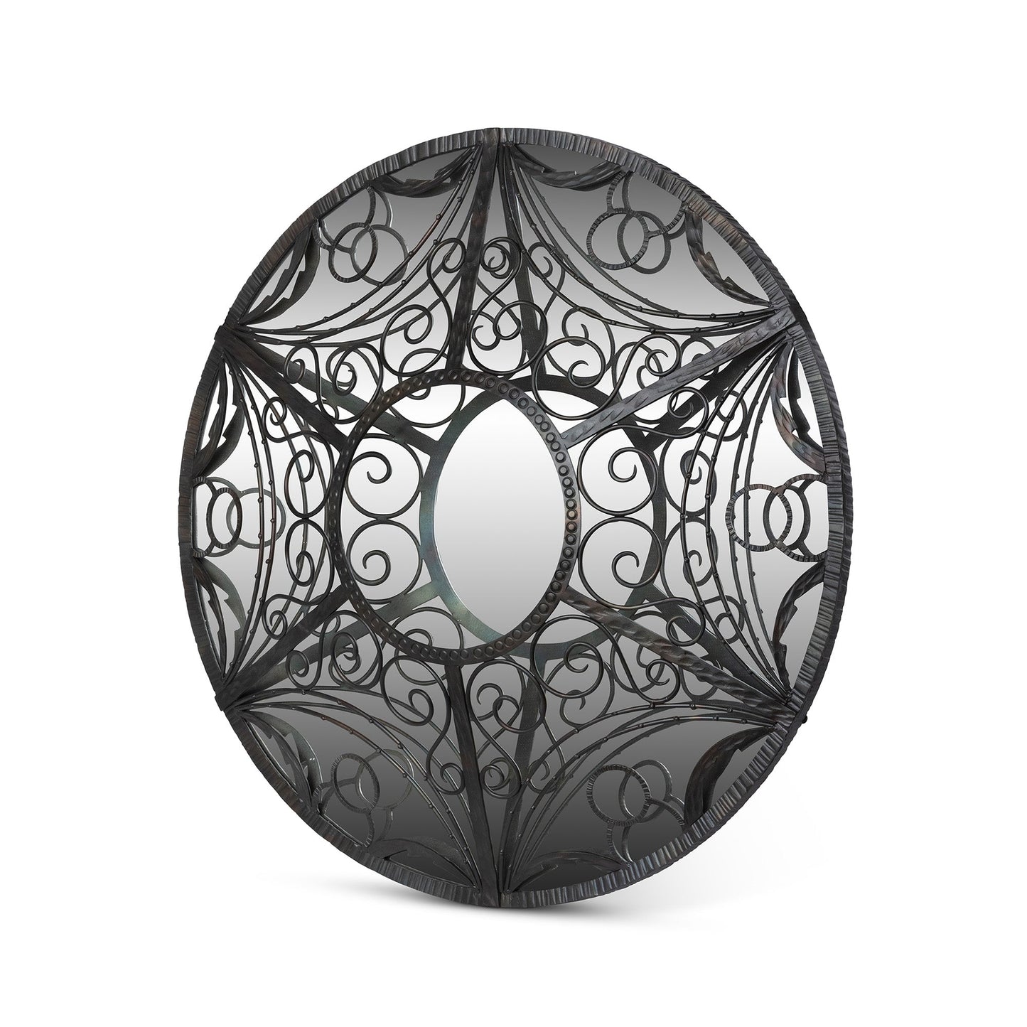 Park Hill Collection Scroll Framed Mirror in Natural Iron - Elegant Home Decor Piece for Stylish Reflections and Charm -EWI26051