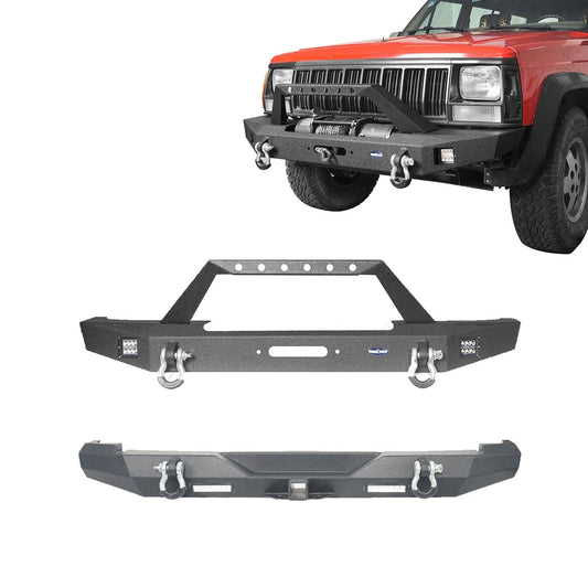Hooke Road Full Width Front & Rear Bumper Combo(84-01 Jeep Cherokee XJ) - HE.9012&HE.9013