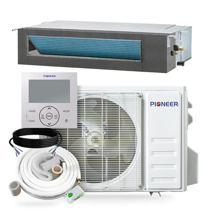 Pioneer Quantum Ultra 22,000 BTU 19 SEER2 230V Ceiling Concealed Ducted Mini-Split Air Conditioner Inverter Heat Pump Full Set - RYT024GLSI24RL-10S