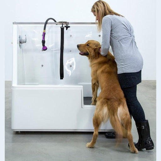 Ultra Lift 3 Side Splash 48" Pet Wash - Elevating Professional Electric Dog Grooming Tub - 10010302-W-L