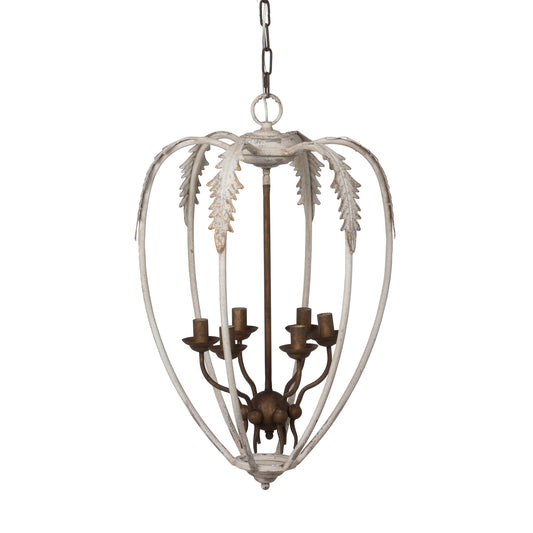 Park Hill Collection Gilded Folles Chandelier - Elegant Teardrop Design in White & Bronze, Perfect for Any Space Decor - ELH26163