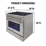 Vinotemp 36" Gas Range and Oven, in Stainless Steel - BR-36SSGG