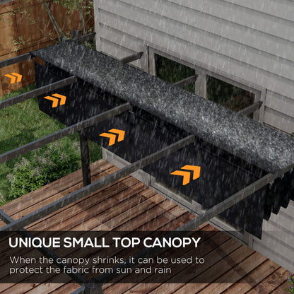 Outsunny 10' x 13' Retractable Pergola Canopy, Wood Grain Aluminum Frame, for Outdoor Shade Shelter, Gray - 84C-472V02GY