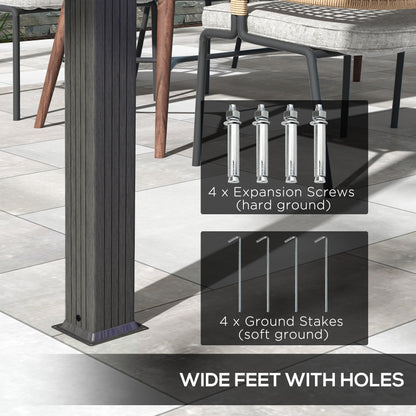 Outsunny 10' x 13' Retractable Pergola Canopy, Wood Grain Aluminum Frame, for Outdoor Shade Shelter, Gray - 84C-472V02GY