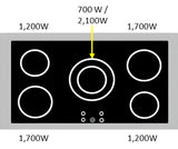 Verona - Prestige 36" Electric Glass Top Range - 5 Elements - Stainless Steel, Matte Black, White - VPFSEE365SS