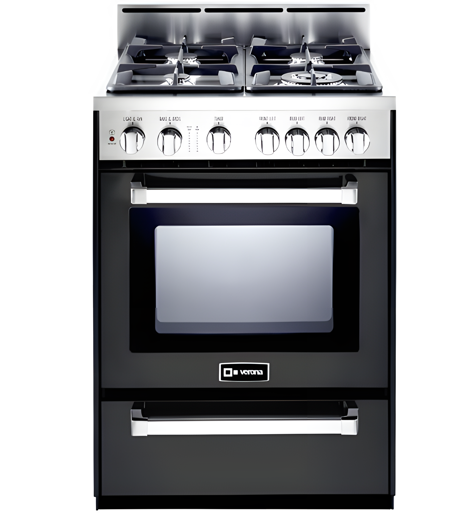 Verona - 24" Gas Range - 4 Burners - Stainless Steel, White, Matte Black - VEFSGG244NSS