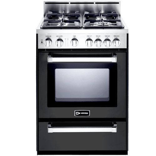 Verona - 24" Gas Range - 4 Burners - Stainless Steel, White, Matte Black _ VEFSGG244NSS