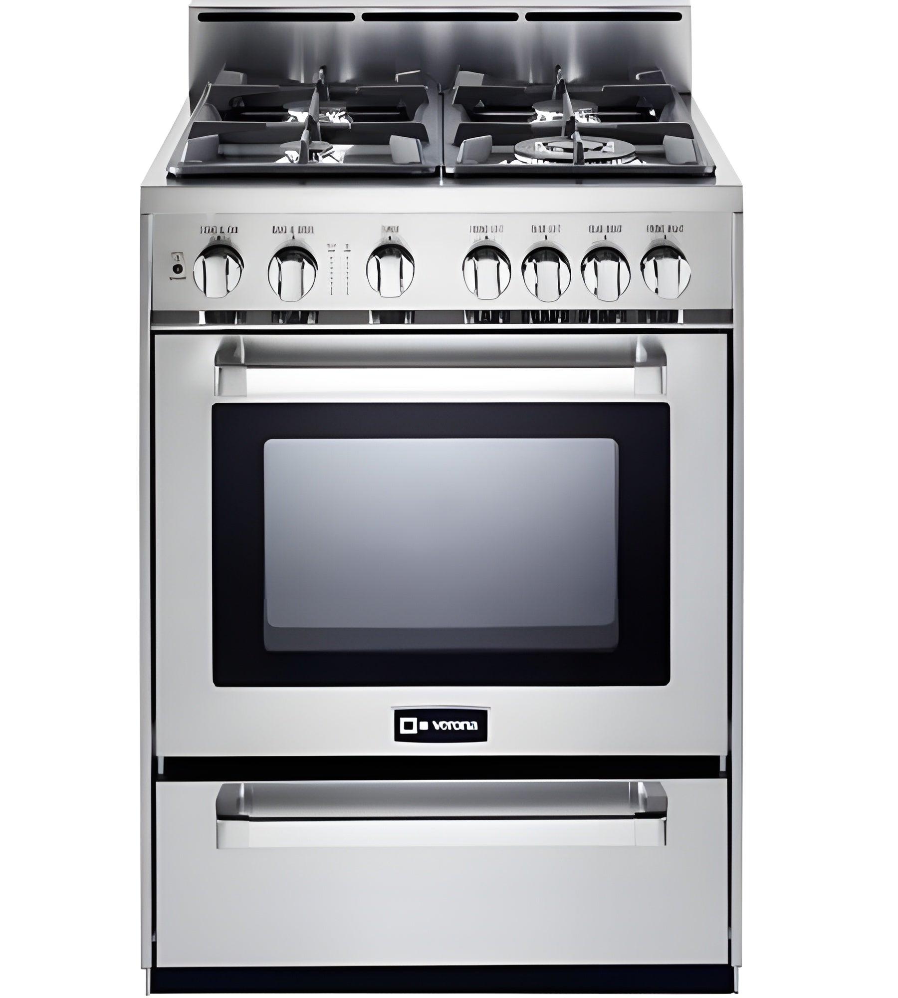 Verona - 24" Gas Range - 4 Burners - Stainless Steel, White, Matte Black - VEFSGG244NSS