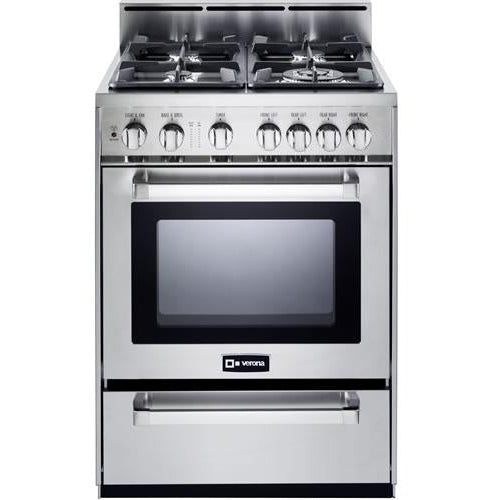 Verona - 24" Gas Range - 4 Burners - Stainless Steel, White, Matte Black _ VEFSGG244NSS