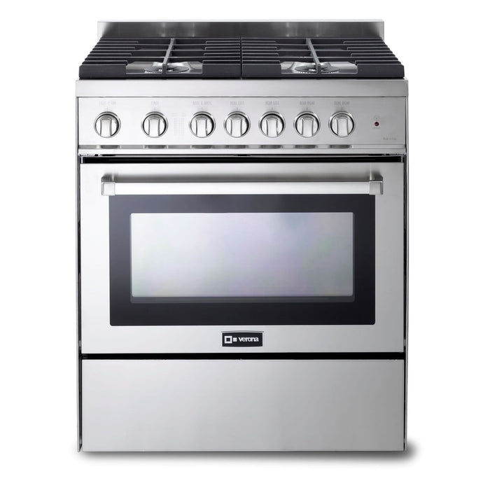 Verona - 30" Gas Range - 4 Burners - Stainless Steel, White, Matte Black _ VEFSGG304NSS