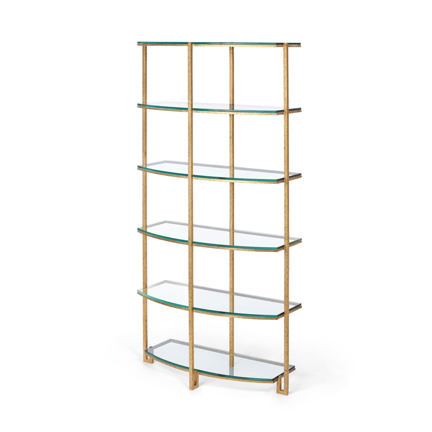Park Hill Collection Naomi Iron and Glass Etagere - Elegant Antique Gold Display Shelf for Living Room & Dining Room Decor - EFC26035